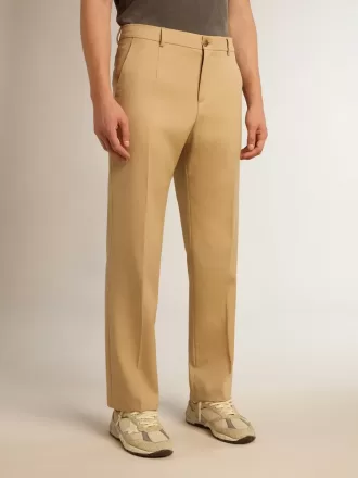 Herrenhose aus Wollgabardine in Sand