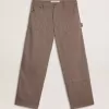 Herrenhose aus Wollmischung in Hellbraun mit Mikro-Chevron-Muster