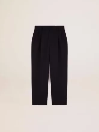 Herrenhose mit weitem Bein aus dunkelblauer Wolle Herrenhose mit weitem Bein aus dunkelblauer Wolle