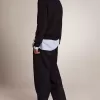 Herrenhose mit weitem Bein aus dunkelblauer Wolle
