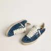 Herrenmodell Soul Star aus blauem Wildleder mit weißer Lederferse Herrenmodell Soul Star aus blauem Wildleder mit weißer Lederferse