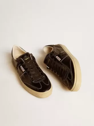 Herrenmodell Soul Star aus schwarzem Lackleder mit Fersenlasche aus schwarzem Leder