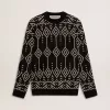 Herrenpullover aus Wollmischung mit Rundhalsausschnitt und Jacquard-Argyle-Muster Herrenpullover aus Wollmischung mit Rundhalsausschnitt und Jacquard-Argyle-Muster