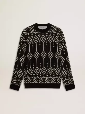 Herrenpullover aus Wollmischung mit Rundhalsausschnitt und Jacquard-Argyle-Muster