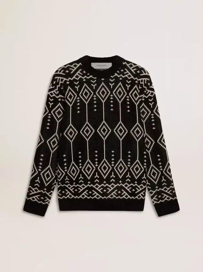 Herrenpullover aus Wollmischung mit Rundhalsausschnitt und Jacquard-Argyle-Muster Herrenpullover aus Wollmischung mit Rundhalsausschnitt und Jacquard-Argyle-Muster