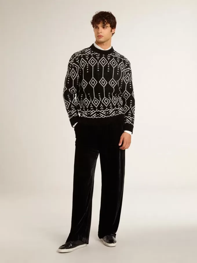 Herrenpullover aus Wollmischung mit Rundhalsausschnitt und Jacquard-Argyle-Muster Herrenpullover aus Wollmischung mit Rundhalsausschnitt und Jacquard-Argyle-Muster