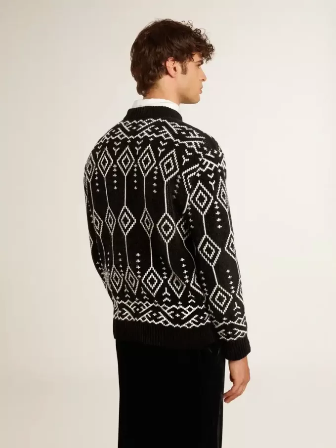 Herrenpullover aus Wollmischung mit Rundhalsausschnitt und Jacquard-Argyle-Muster Herrenpullover aus Wollmischung mit Rundhalsausschnitt und Jacquard-Argyle-Muster