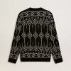 Herrenpullover aus Wollmischung mit Rundhalsausschnitt und Jacquard-Argyle-Muster Herrenpullover aus Wollmischung mit Rundhalsausschnitt und Jacquard-Argyle-Muster