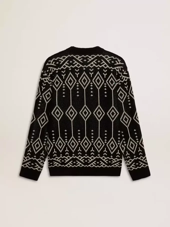 Herrenpullover aus Wollmischung mit Rundhalsausschnitt und Jacquard-Argyle-Muster Herrenpullover aus Wollmischung mit Rundhalsausschnitt und Jacquard-Argyle-Muster