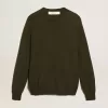 Herrenpullover mit Rundhalsausschnitt aus militärgrüner Baumwolle Herrenpullover mit Rundhalsausschnitt aus militärgrüner Baumwolle