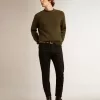 Herrenpullover mit Rundhalsausschnitt aus militärgrüner Baumwolle Herrenpullover mit Rundhalsausschnitt aus militärgrüner Baumwolle