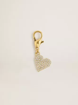 Herzförmiger Anhänger aus goldfarbenem Messing mit Kristallen