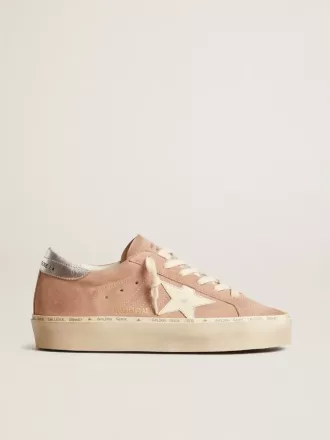 Hi Star für Damen aus rosa Wildleder mit cremefarbenem Stern und silberner Lederlasche an der Ferse