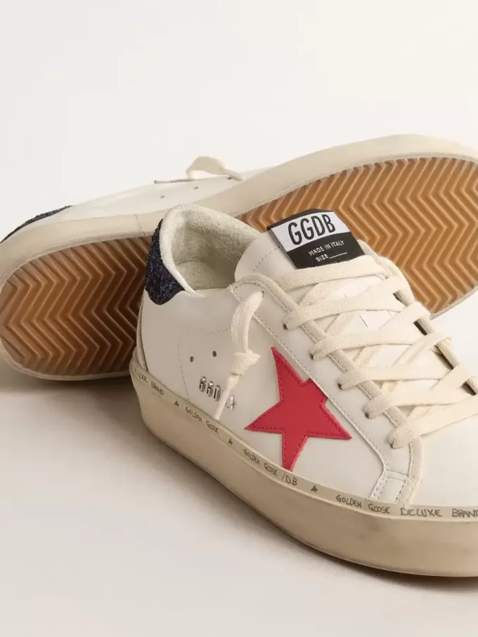 Hi Star mit fuchsiafarbenem Lederstern und blauem Glitzer-Fersenriemen