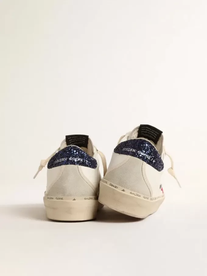 Hi Star mit fuchsiafarbenem Lederstern und blauem Glitzer-Fersenriemen
