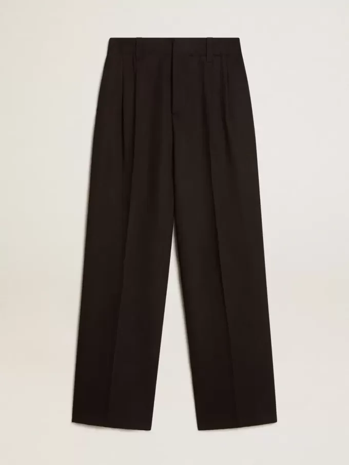Hose aus schwarzer Woll-Viskose-Mischung Hose aus schwarzer Woll-Viskose-Mischung