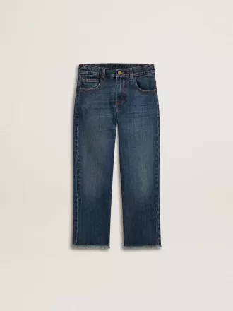 Jeans für Jungen mit offener Kante und Stickerei