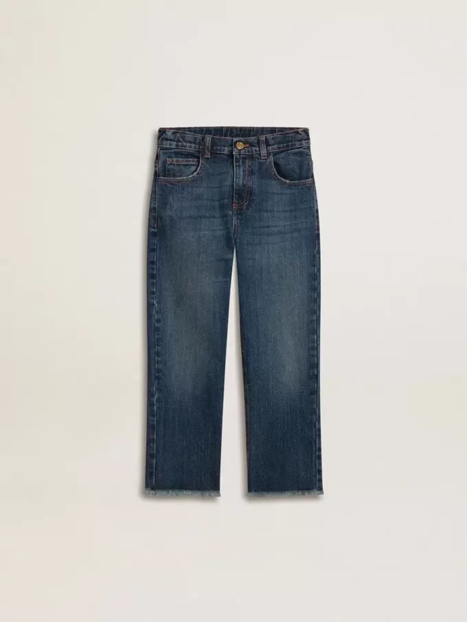 Jeans für Jungen mit offener Kante und Stickerei