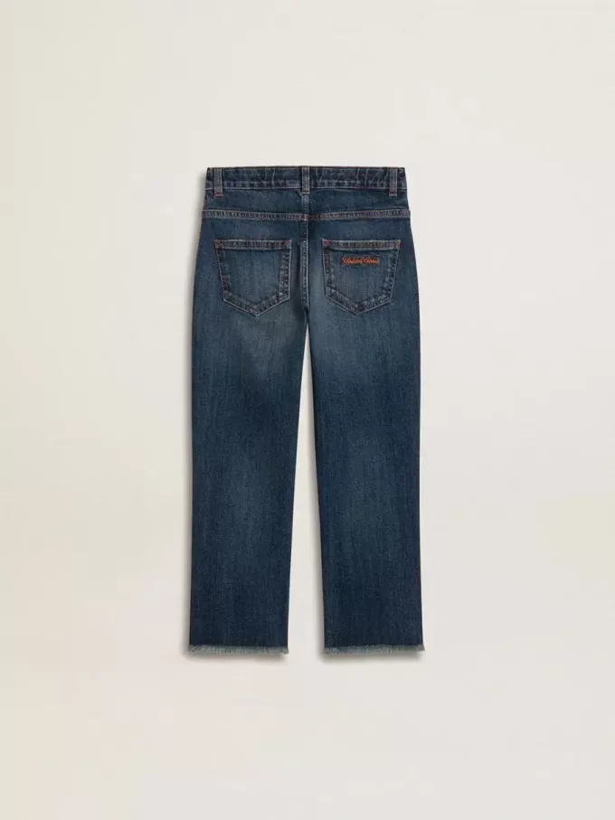 Jeans für Jungen mit offener Kante und Stickerei