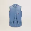 Jeanskleid für Mädchen mit Knoten vorne und Stickerei Jeanskleid für Mädchen mit Knoten vorne und Stickerei