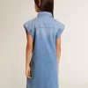 Jeanskleid für Mädchen mit Knoten vorne und Stickerei Jeanskleid für Mädchen mit Knoten vorne und Stickerei