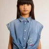 Jeanskleid für Mädchen mit Knoten vorne und Stickerei Jeanskleid für Mädchen mit Knoten vorne und Stickerei