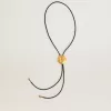 Jewelmates Bolo-Krawattenkette aus schwarzem Leder mit antikgoldenen Metalldetails