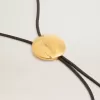 Jewelmates Bolo-Krawattenkette aus schwarzem Leder mit antikgoldenen Metalldetails