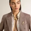 Jewelmates Bolo-Krawattenkette aus schwarzem Leder mit antikgoldenen Metalldetails