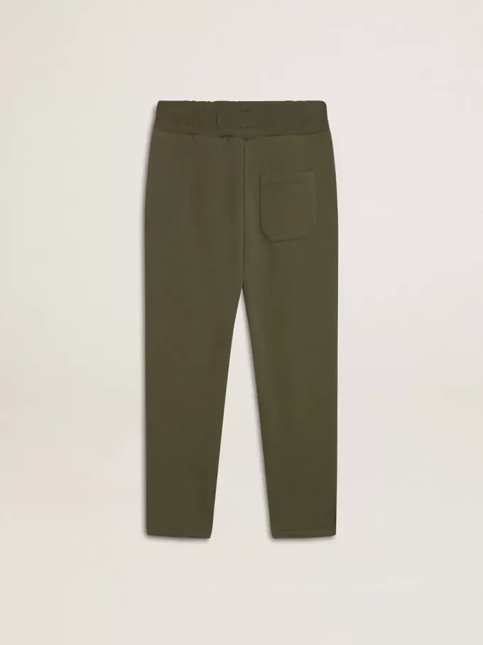 Jogginghose für Jungen in Militärgrün mit weißen Sternen Jogginghose für Jungen in Militärgrün mit weißen Sternen