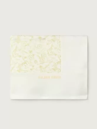 Journey Babydecke aus weißem Baumwollfleece mit pfirsichrosa Maskottchen-Print