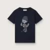 Journey T-Shirt für Jungen aus blauem Baumwolljersey mit digitalem Maskottchen-Print Journey T-Shirt für Jungen aus blauem Baumwolljersey mit digitalem Maskottchen-Print