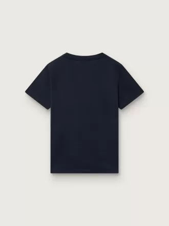 Journey T-Shirt für Jungen aus blauem Baumwolljersey mit digitalem Maskottchen-Print