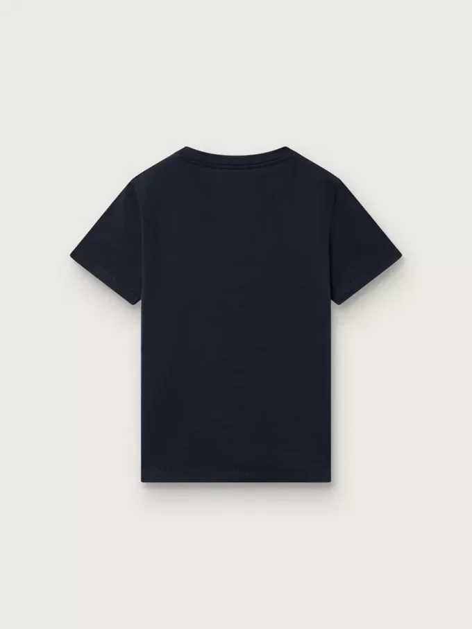 Journey T-Shirt für Jungen aus blauem Baumwolljersey mit digitalem Maskottchen-Print Journey T-Shirt für Jungen aus blauem Baumwolljersey mit digitalem Maskottchen-Print