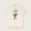 Journey T-Shirt für Mädchen aus weißem Baumwolljersey mit digitalem Maskottchen-Print und Kristallapplikationen