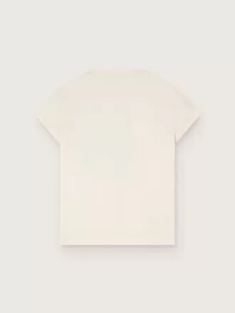 Journey T-Shirt für Mädchen aus weißem Baumwolljersey mit digitalem Maskottchen-Print und Kristallapplikationen
