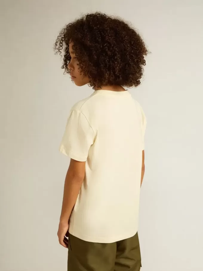 Jungen-T-Shirt in Used-Weiß mit mehrfarbigem Schriftzug Jungen-T-Shirt in Used-Weiß mit mehrfarbigem Schriftzug