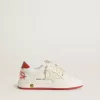Junior Ball Star aus Leder mit cremefarbenem Stern und roter Lederlasche an der Ferse Junior Ball Star aus Leder mit cremefarbenem Stern und roter Lederlasche an der Ferse