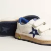 Junior Ball Star mit blauem Metallic-Lederstern und Fersenlasche