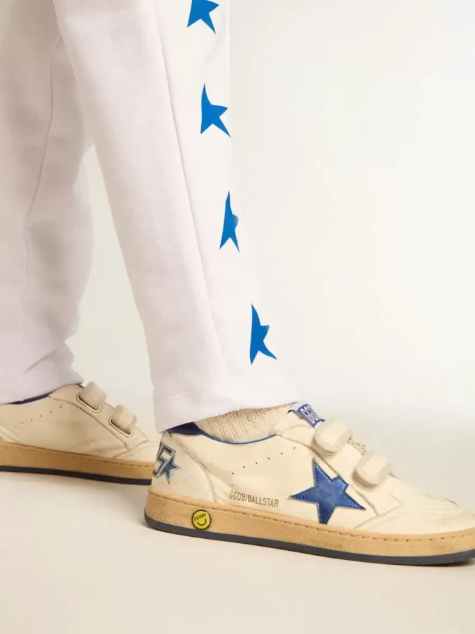 Junior Ball Star mit blauem Metallic-Lederstern und Fersenlasche
