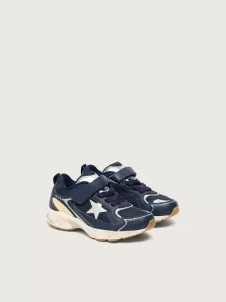 Junior Lightstar aus blauem Leder und Mesh mit grauem Lederstern