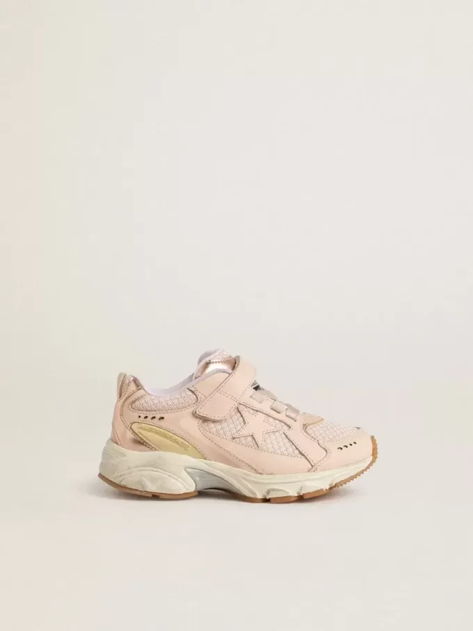 Junior Lightstar aus rosa Leder und Mesh mit rosa Lederstern Junior Lightstar aus rosa Leder und Mesh mit rosa Lederstern