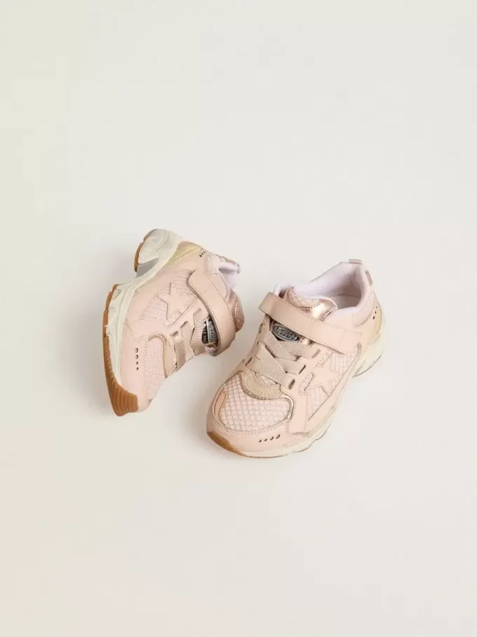Junior Lightstar aus rosa Leder und Mesh mit rosa Lederstern Junior Lightstar aus rosa Leder und Mesh mit rosa Lederstern