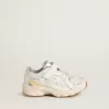 Junior Lightstar aus weißem Leder und Mesh mit weißem Lederstern