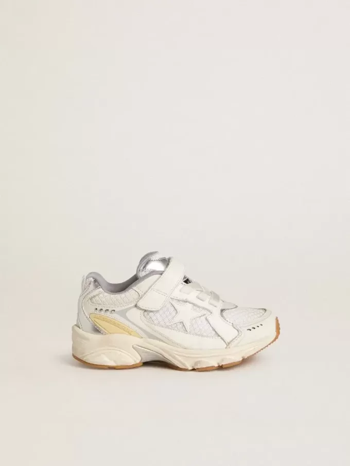 Junior Lightstar aus weißem Leder und Mesh mit weißem Lederstern