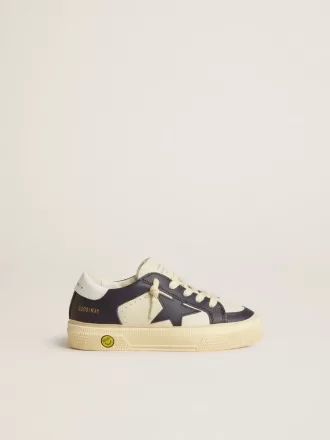 Junior May aus weißem und blauem Leder mit Lederstern und Fersenlasche