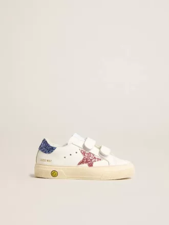 Junior May School aus Leder mit Glitzerstern und Fersenlasche