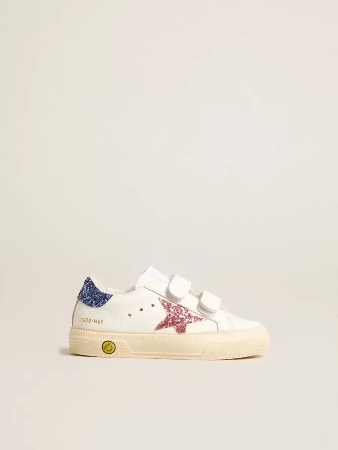 Junior May School aus Leder mit Glitzerstern und Fersenlasche