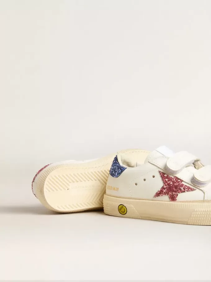 Junior May School aus Leder mit Glitzerstern und Fersenlasche