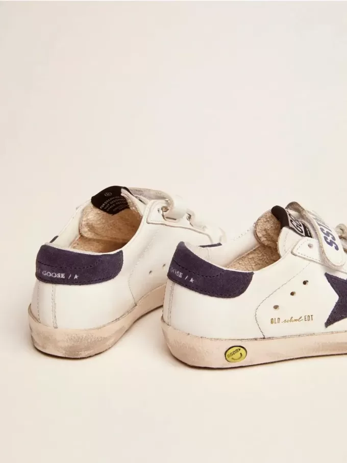 Young Old School aus weißem Leder mit blauem Wildlederstern und Fersenlasche